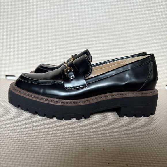 Sam Edelman Shoes - Sam Edelman Womens Black Leather Lug Sole Loafers Size 8.5 Horsebit Preppy Work